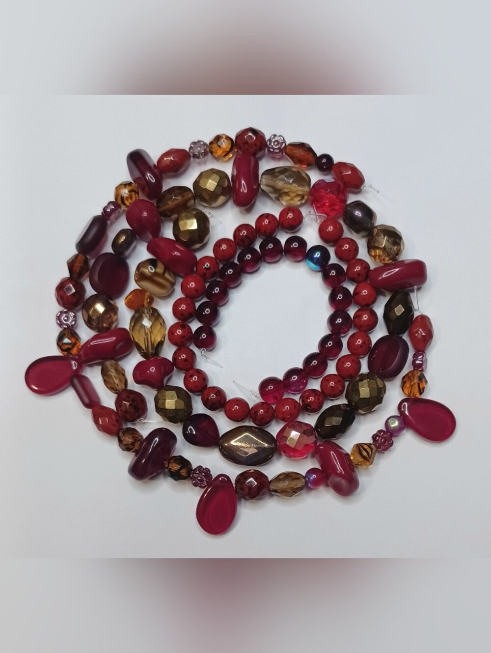Czech glass variety bead strands red gold jewelry making